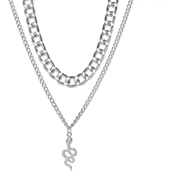 Aktully Snake Layered Necklace for Women Boho Snake Necklace Long Snake Chain - Picture 7 of 16
